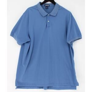 Lands' End Polo Shirt Mens 2XL Blue Pique Regular Short Sleeve Collared Casual